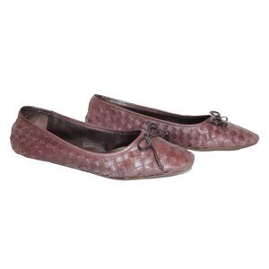 Schutz Arissa Womens Ballet Flat Woven Leather Burgundy Wine Purple Size 10 Bow